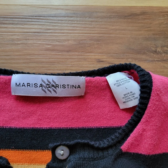 VTG MARISA CHRISTINA Colorful Dtipped Button Down Cardigan Size Large - Picture 5 of 8